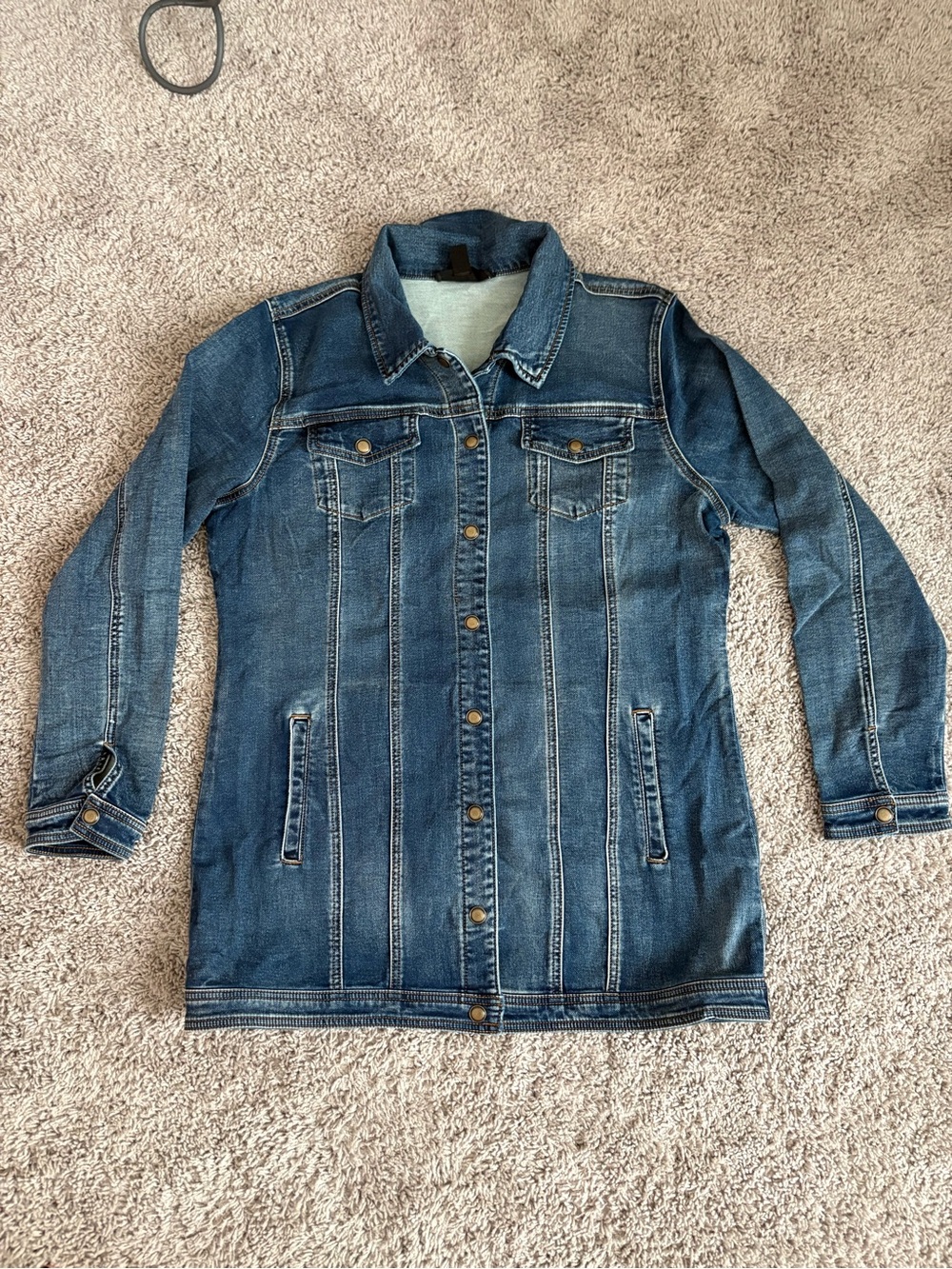 Tribal Jeans Long Denim Jacket - Classic Blue